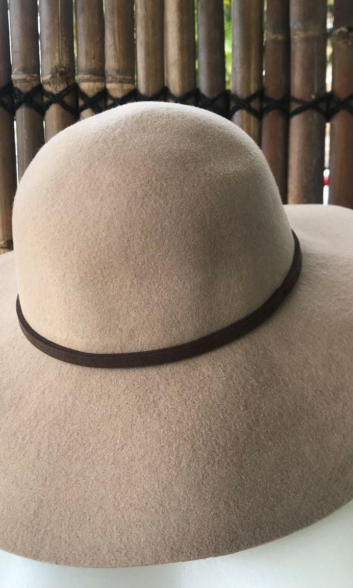 Sundaise SWH56 Renae Floppy Wool Felt Hat - Light Taupe.