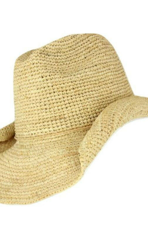 Sundaise Chloe Cowboy Natural Raffia Hat.