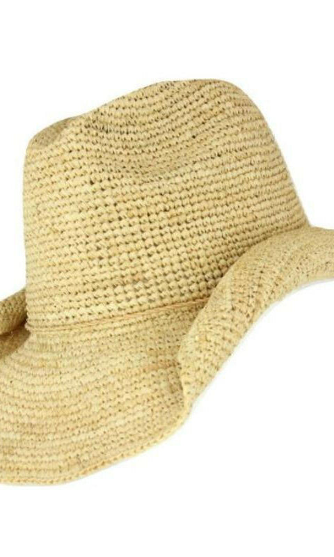 Sundaise Chloe Cowboy Natural Raffia Hat.