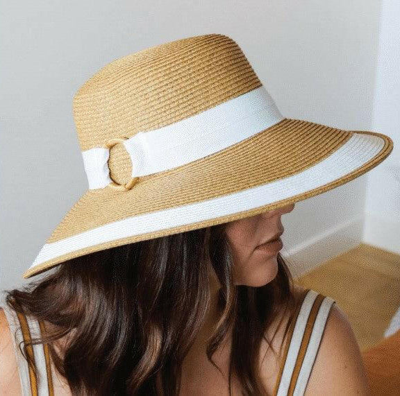 Sundaise SH408 Lilly Down Brim Hat - Natural White Ribbon.
