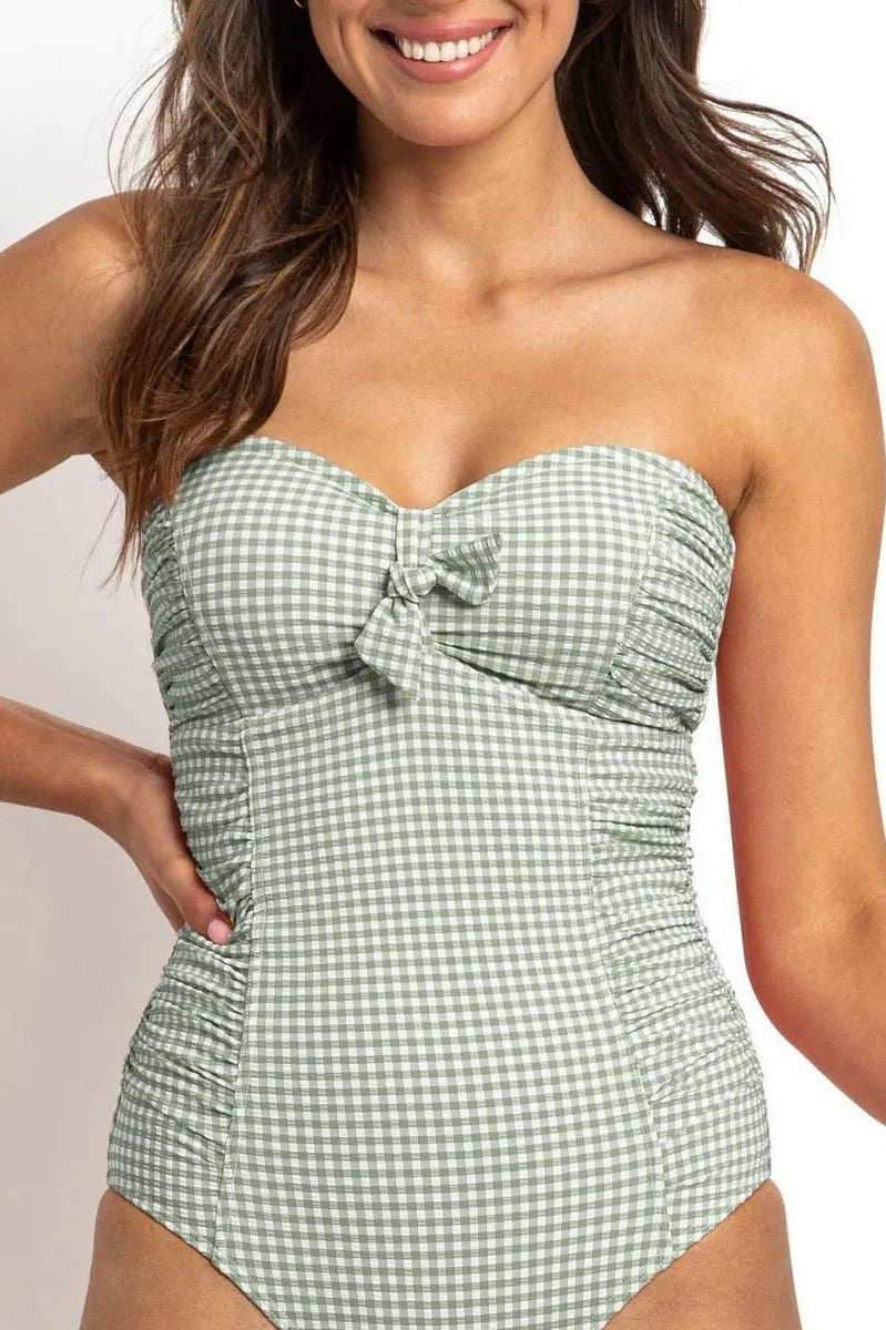 Sunseeker Gidget Ruched Bandeau One Piece Sage.
