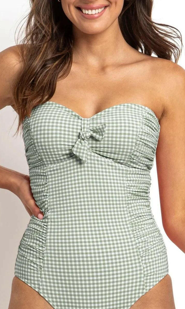 Sunseeker Gidget Ruched Bandeau One Piece Sage.