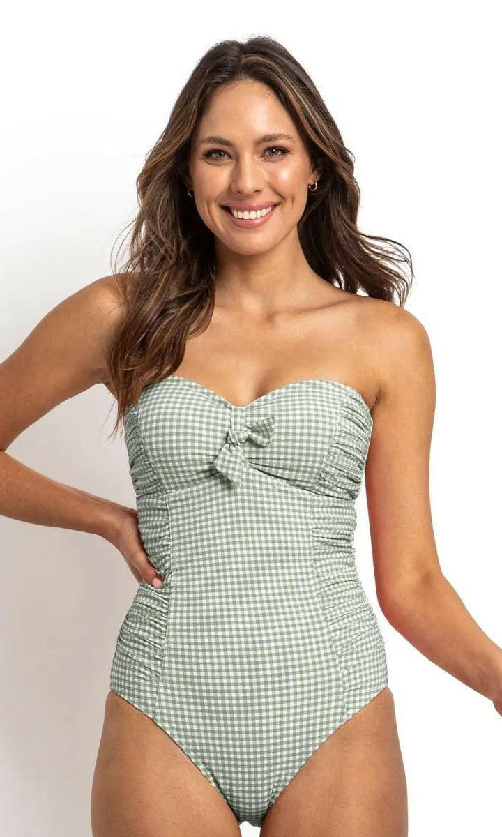 Sunseeker Gidget Ruched Bandeau One Piece Sage.