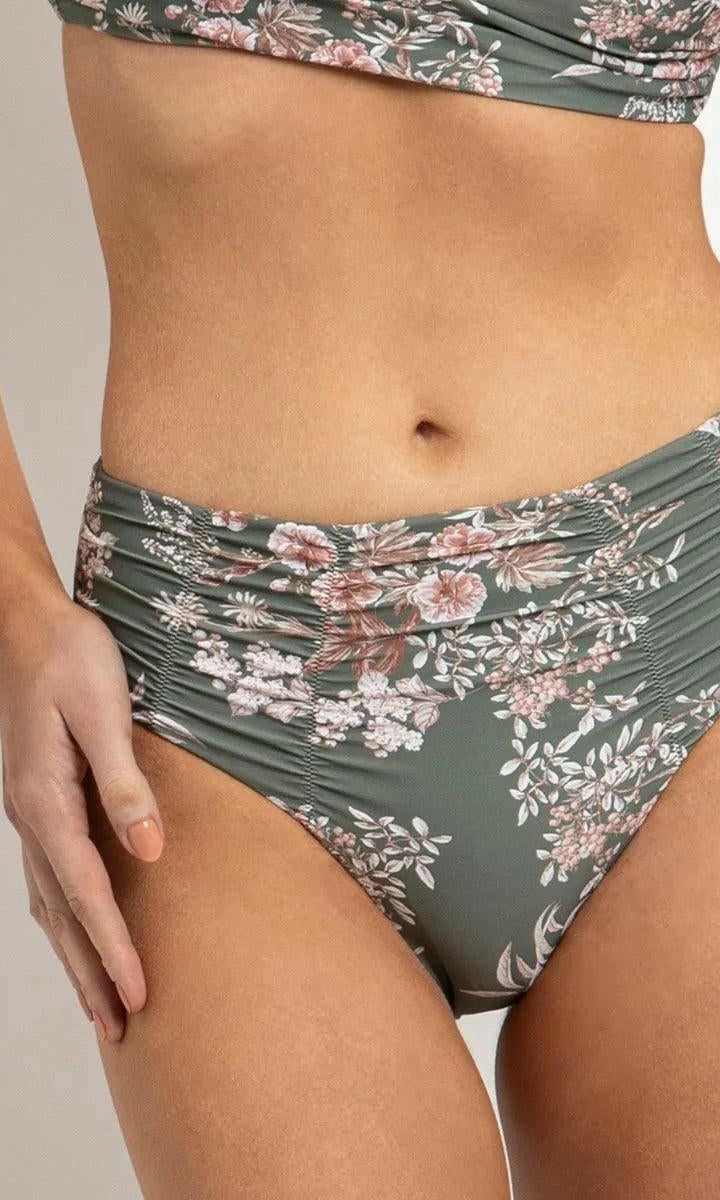 Sunseeker Chelsea Ruched Mid Rise Pant Sage.