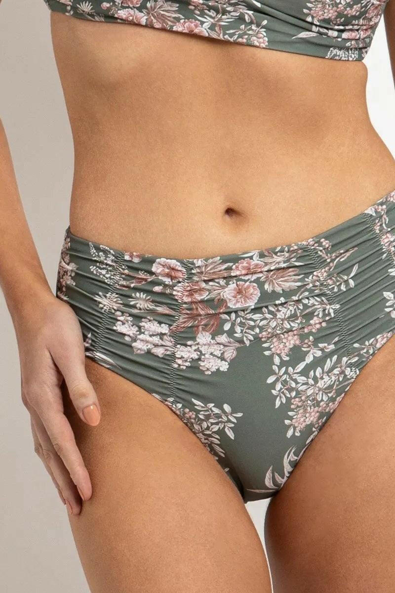 Sunseeker Chelsea Ruched Mid Rise Pant Sage.