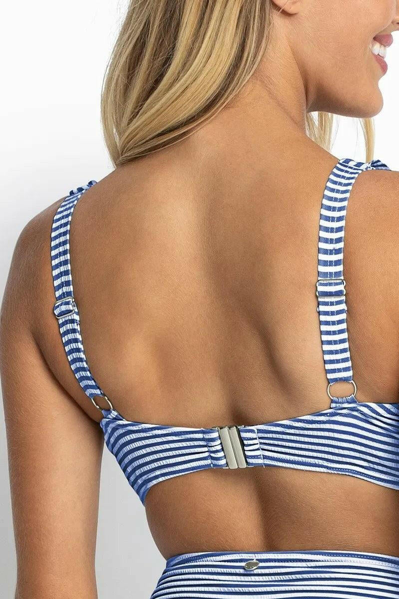 Sunseeker Summer Stripe E/F Frill Bra Blue.