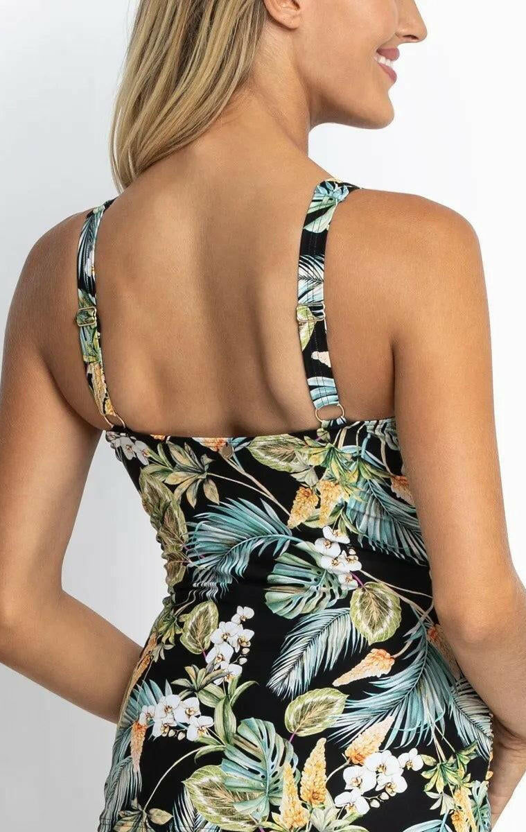 Sunseeker SS12187FG Milla F/G Ruched Singlet Tankini Black.