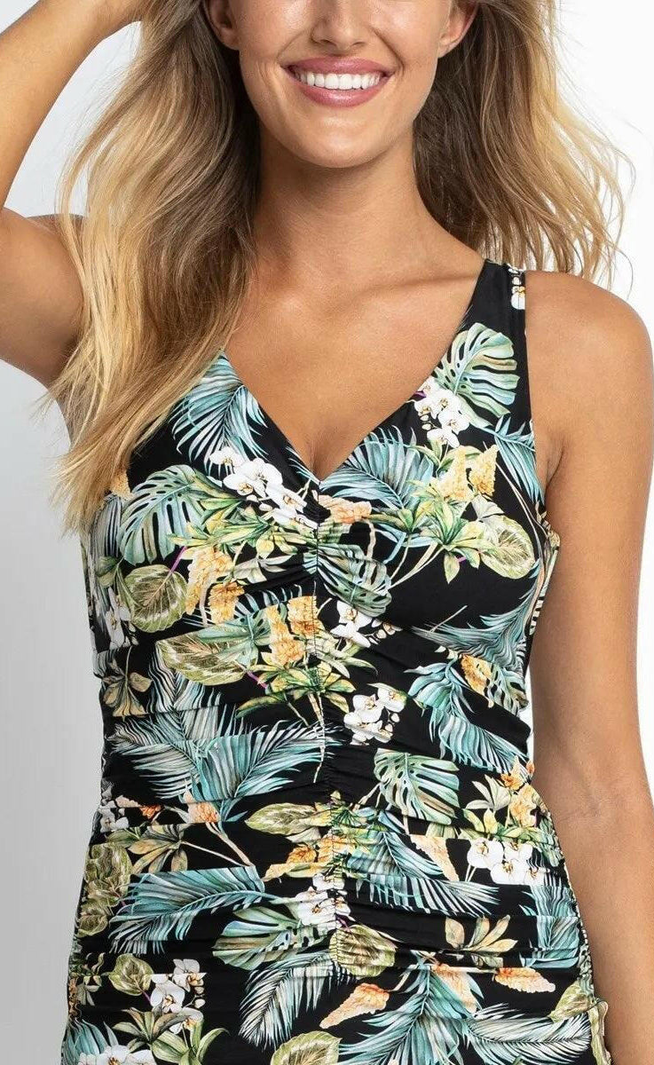 Sunseeker SS12187FG Milla F/G Ruched Singlet Tankini Black.