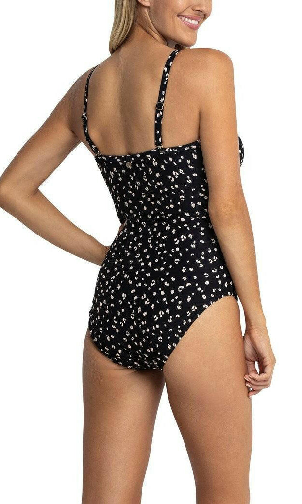 Sunseeker Cheetah DD/E Gathered One Piece Black.