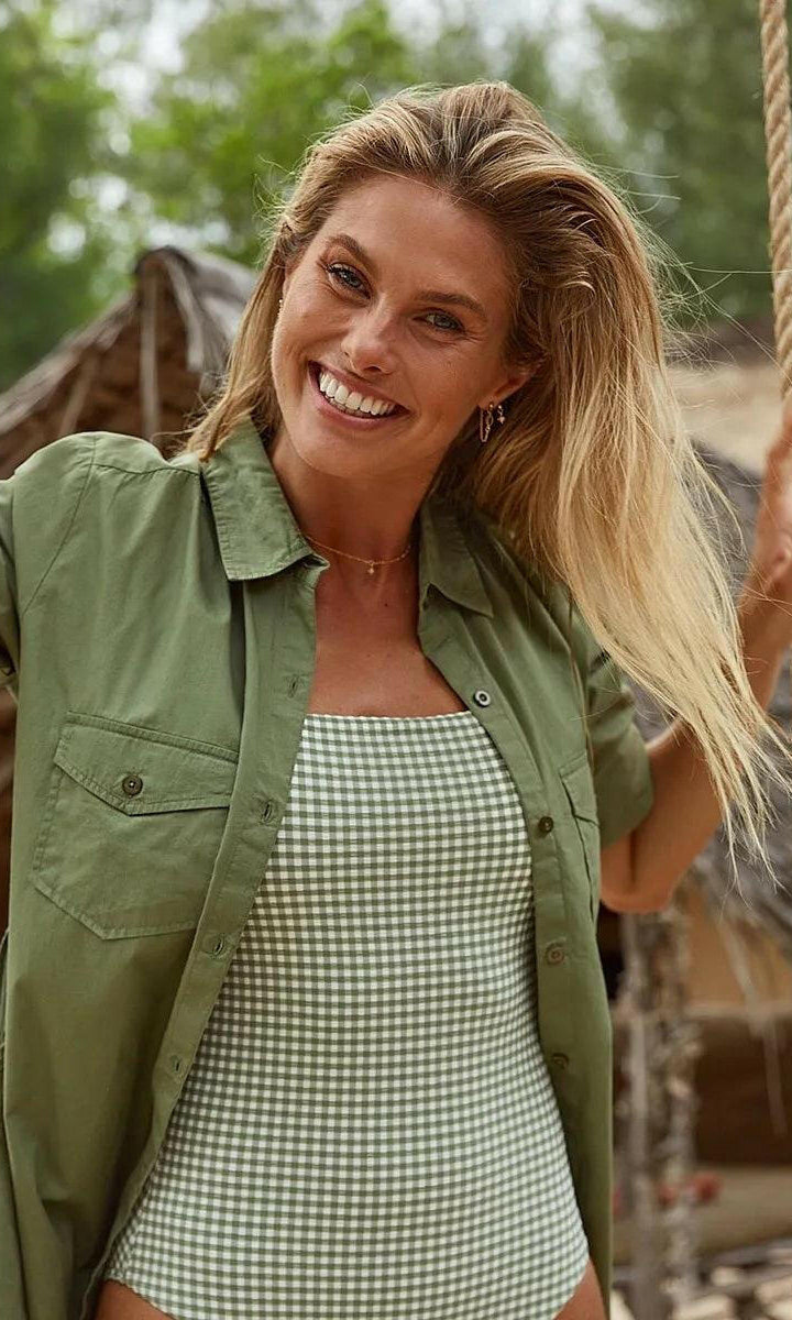 Sunseeker Gidget DD/E Square Neck Minimiser One Piece Sage.