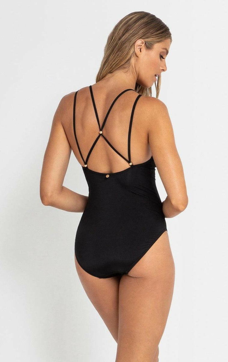 SS51296 Sunseeker Luxe Cross Back Maillot One Piece Black.