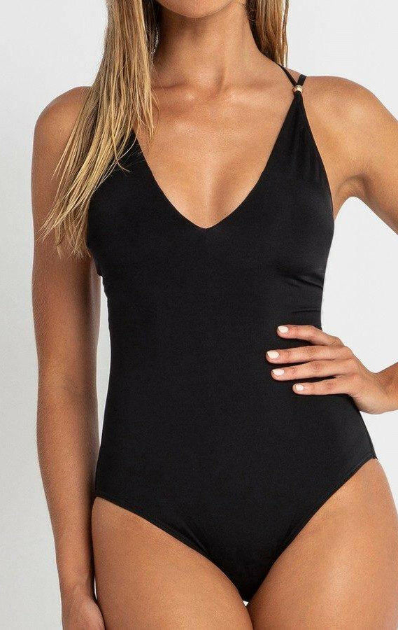 SS51296 Sunseeker Luxe Cross Back Maillot One Piece Black.