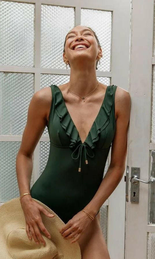 Sunseeker Basix Frill One Piece Forest.