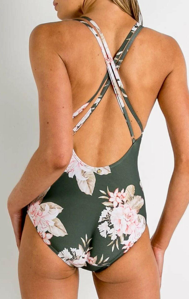 Sunseeker SS51425 Albury Multi Cross Strap Adjustable One Piece Forest.