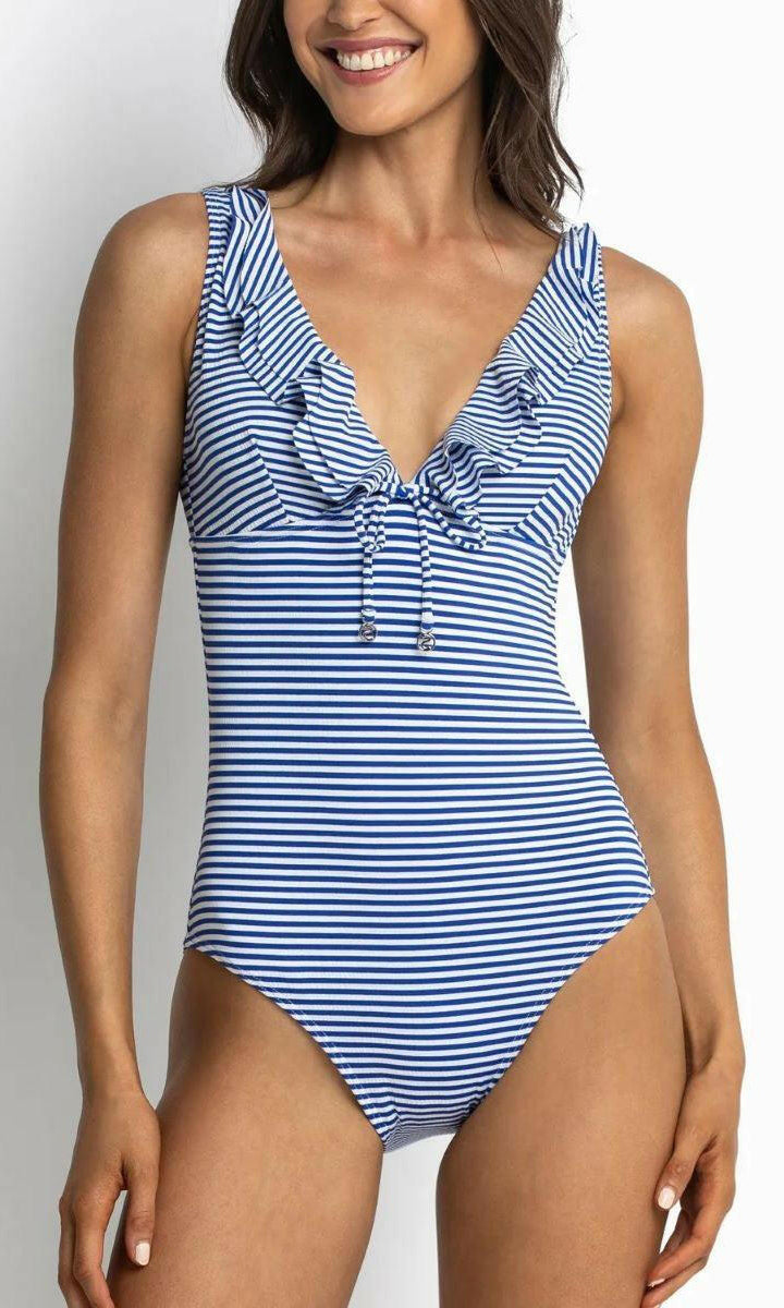 Sunseeker SS51514 Summer Stripe Frill One Piece Blue.