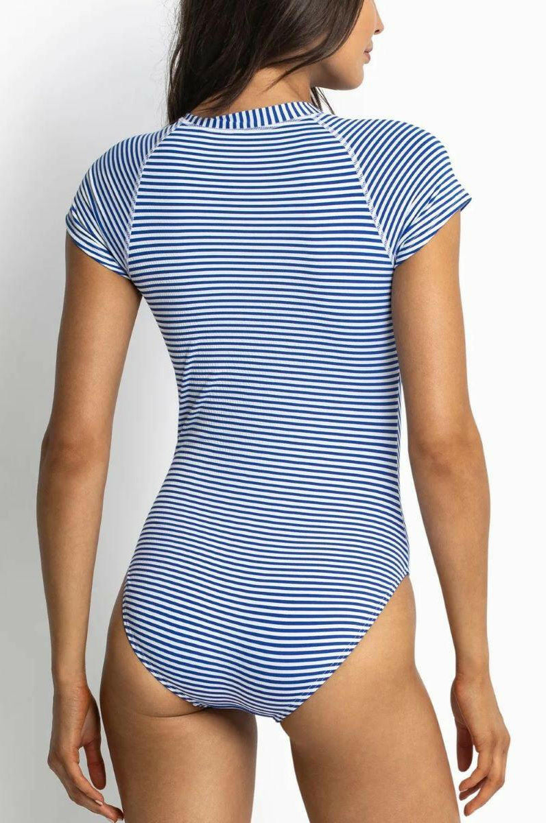 Sunseeker SS91795 Summer Stripe Seasport Short Sleeve One Piece Blue.