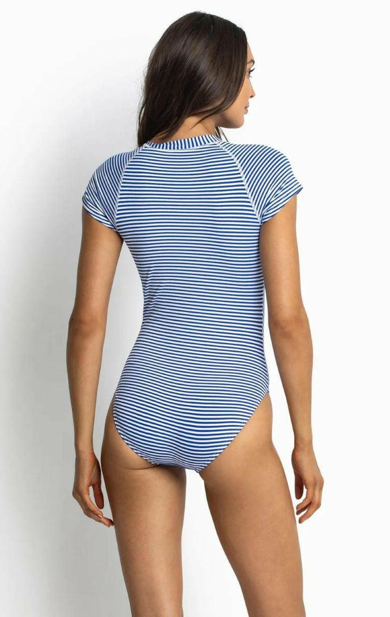 Sunseeker SS91795 Summer Stripe Seasport Short Sleeve One Piece Blue.