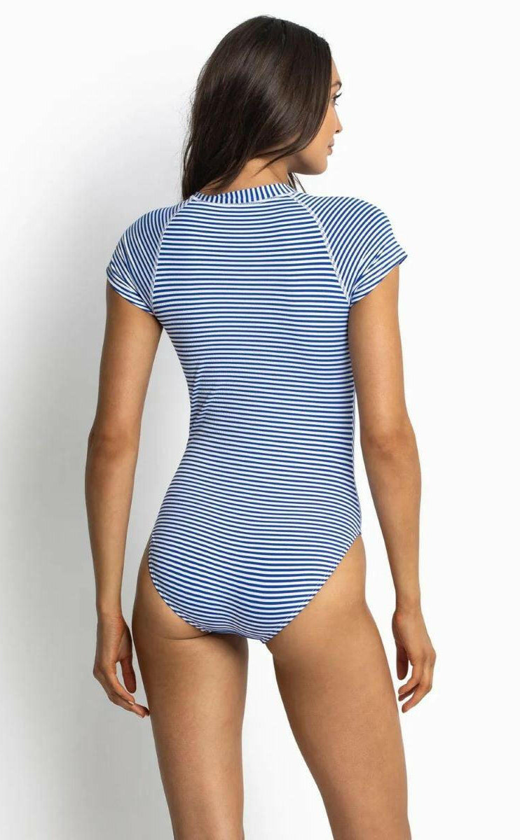Sunseeker SS91795 Summer Stripe Seasport Short Sleeve One Piece Blue.