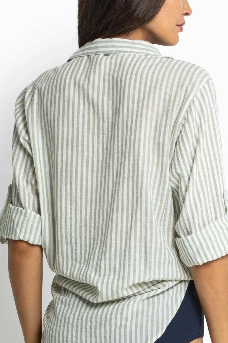 Sunseeker Summer Stripe Slouch Shirt Khaki.