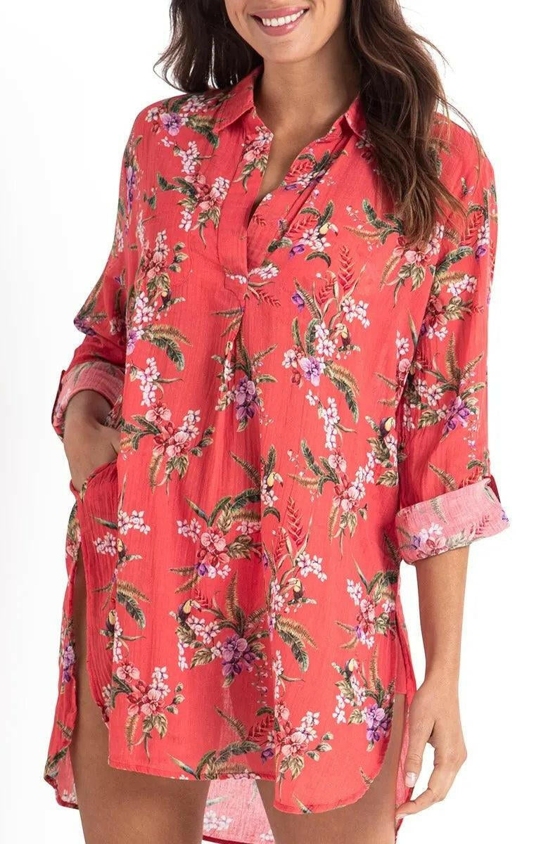 Sunseeker SS91814 Brazil Painters Shirt - Coral.