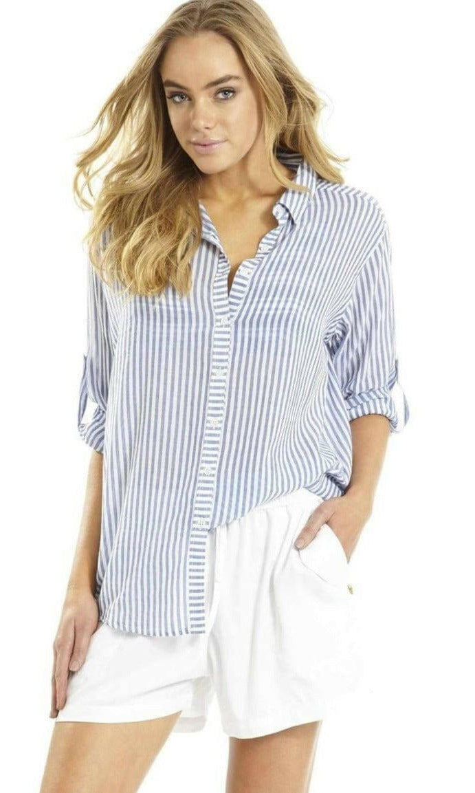 Sunseeker Summer Stripe Slouch Shirt Blue.