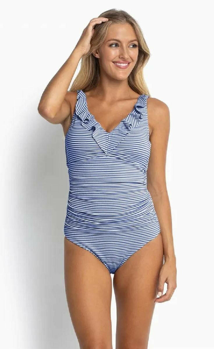 Sunseeker SS51517EF Summer Stripe E/F Frill One Piece - Blue.