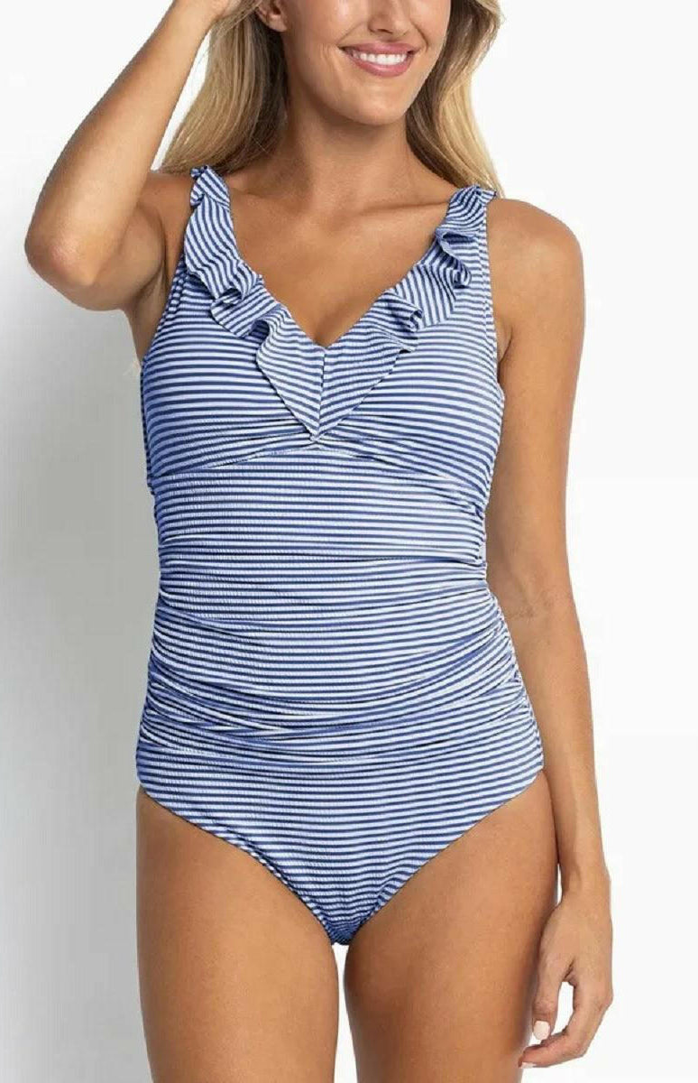 Sunseeker SS51517EF Summer Stripe E/F Frill One Piece - Blue.