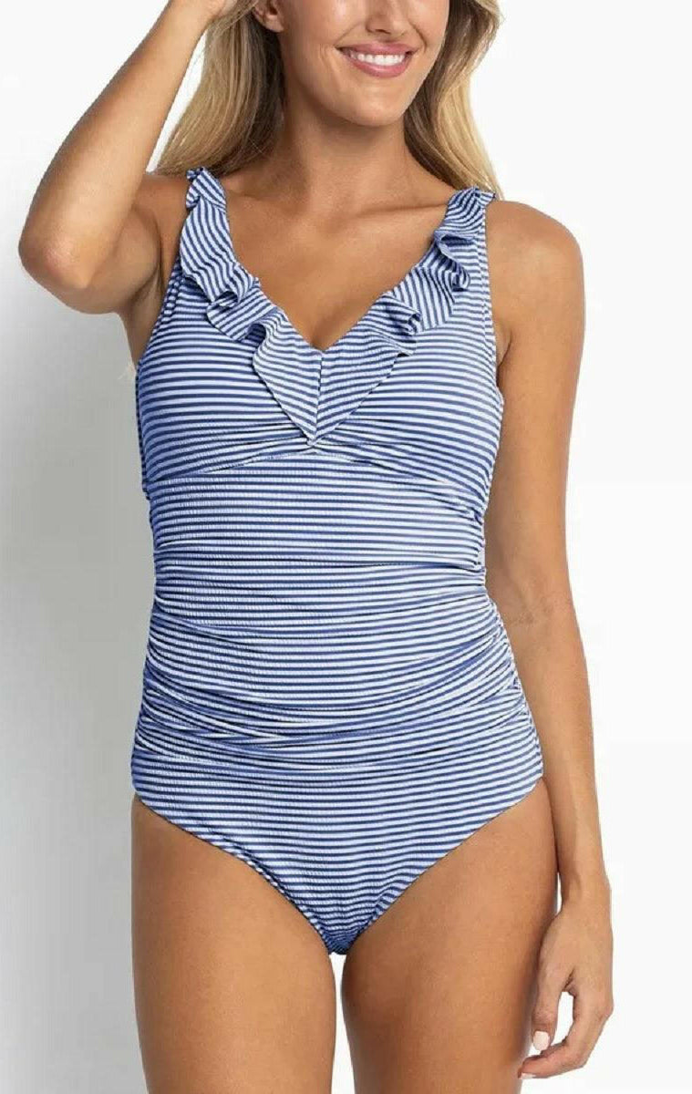 Sunseeker SS51517EF Summer Stripe E/F Frill One Piece - Blue.