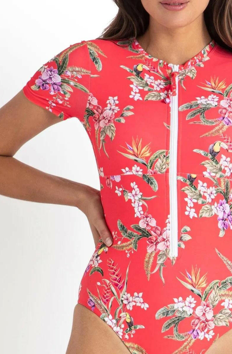 Sunseeker Brazil Surf Suit One Piece Swimwear Coral.