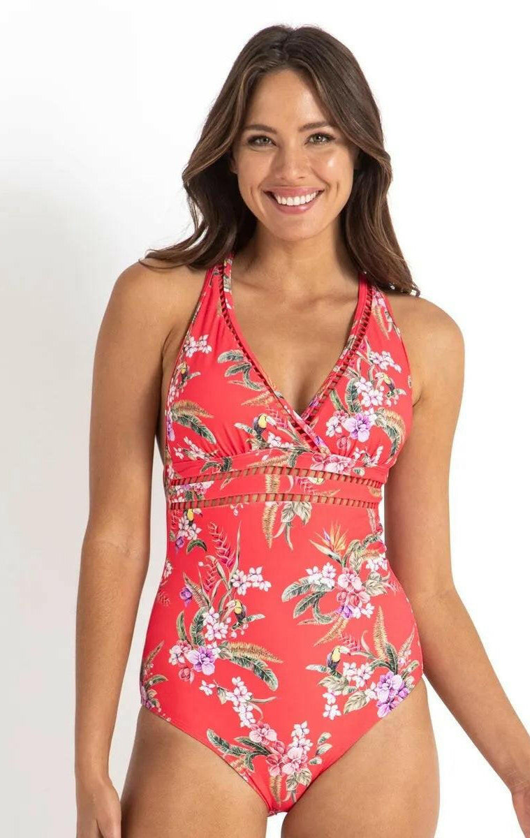 Sunseeker SS51528 Brazil Cross Strap One Piece Coral.