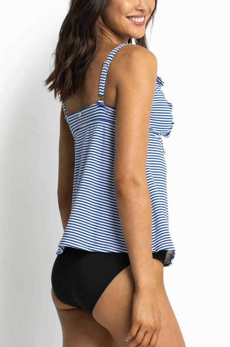 Sunseeker SS12246 Summer Stripe Frill A-Line Singlet Blue.