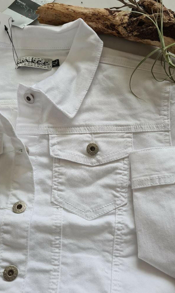 Wakee 10094 White Denim Jacket.