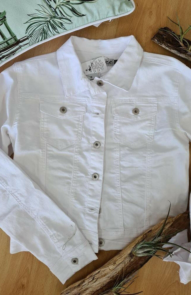 Wakee 10094 White Denim Jacket.