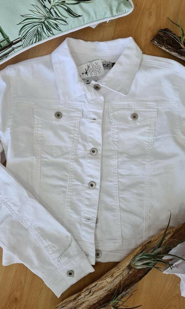 Wakee 10094 White Denim Jacket.
