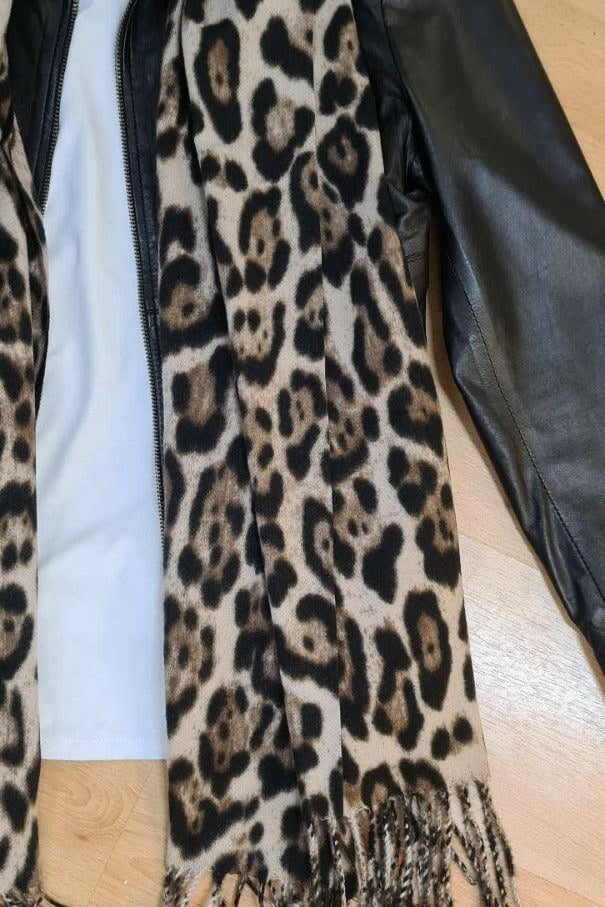 Leopard Print Shawl Wrap CASP61 Zura Cashmere Cotton.