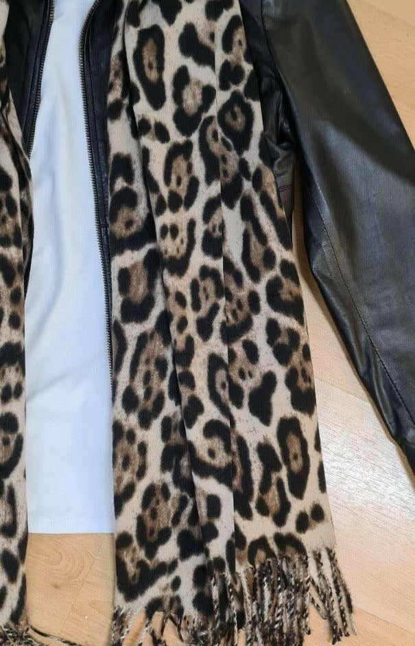 Leopard Print Shawl Wrap CASP61 Zura Cashmere Cotton.