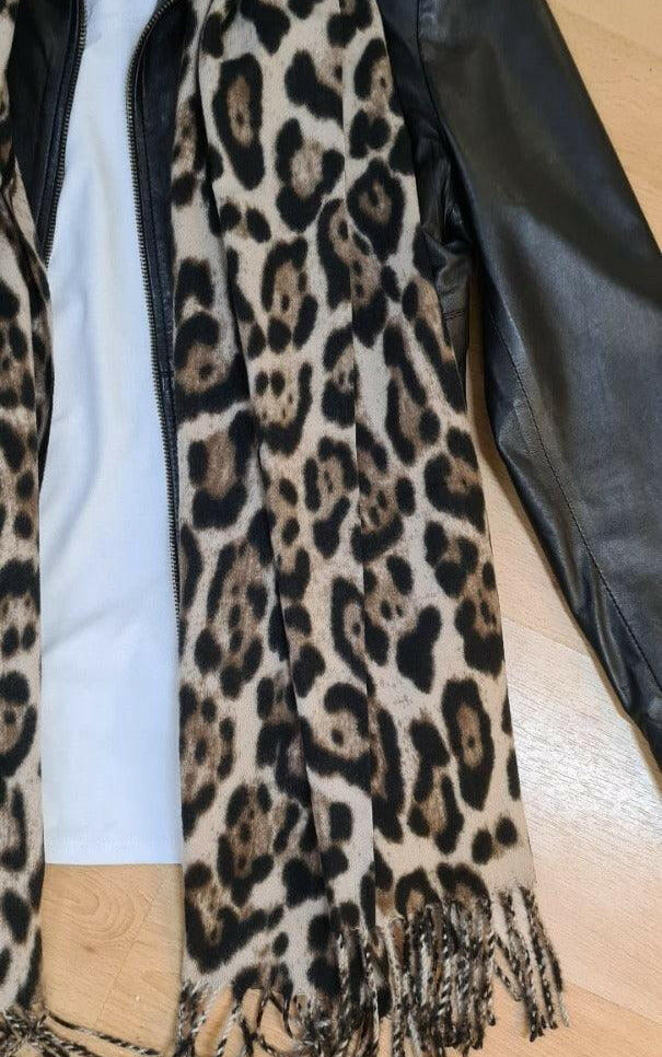 Leopard Print Shawl Wrap CASP61 Zura Cashmere Cotton.