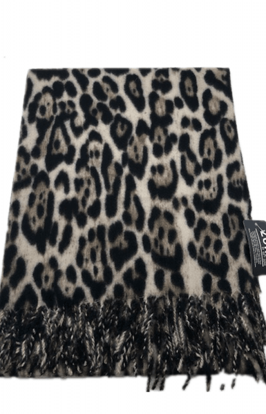 Leopard Print Shawl Wrap CASP61 Zura Cashmere Cotton.
