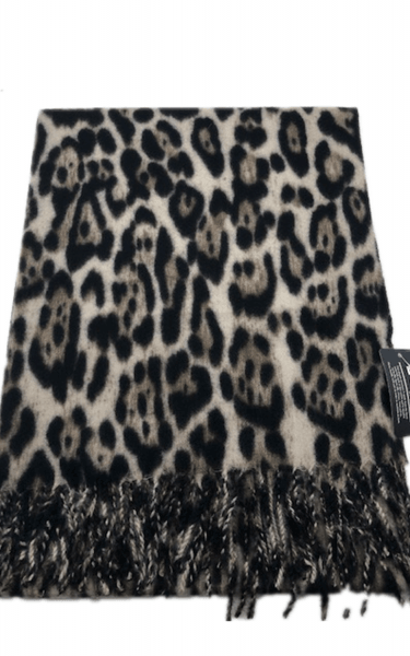 Leopard Print Shawl Wrap CASP61 Zura Cashmere Cotton.