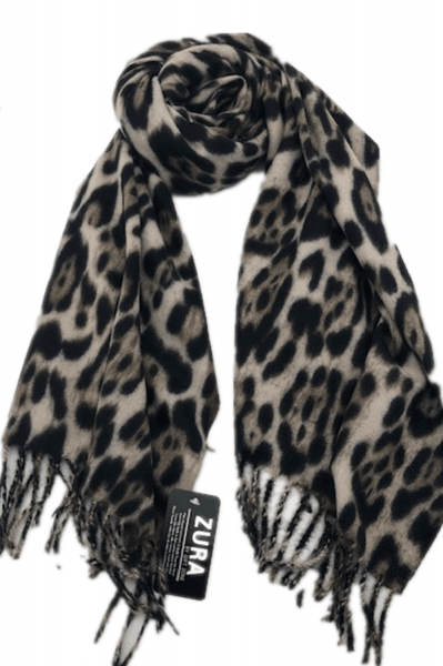 Leopard Print Shawl Wrap CASP61 Zura Cashmere Cotton.