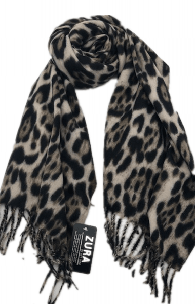 Leopard Print Shawl Wrap CASP61 Zura Cashmere Cotton.