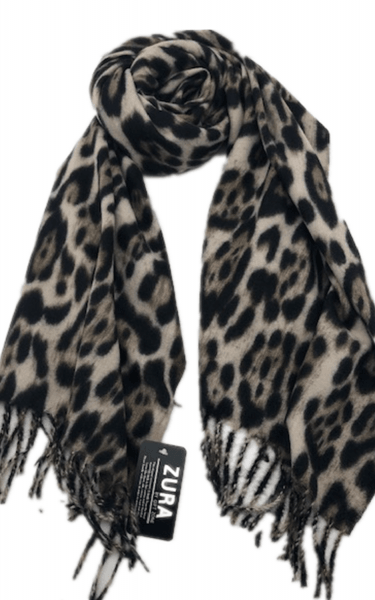 Leopard Print Shawl Wrap CASP61 Zura Cashmere Cotton.