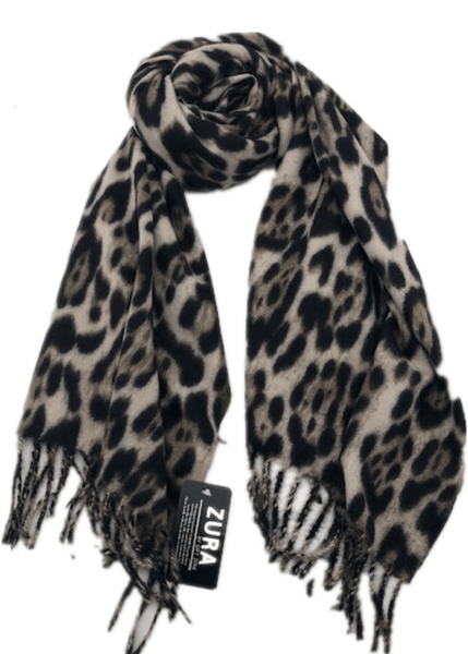 Leopard Print Shawl Wrap CASP61 Zura Cashmere Cotton.