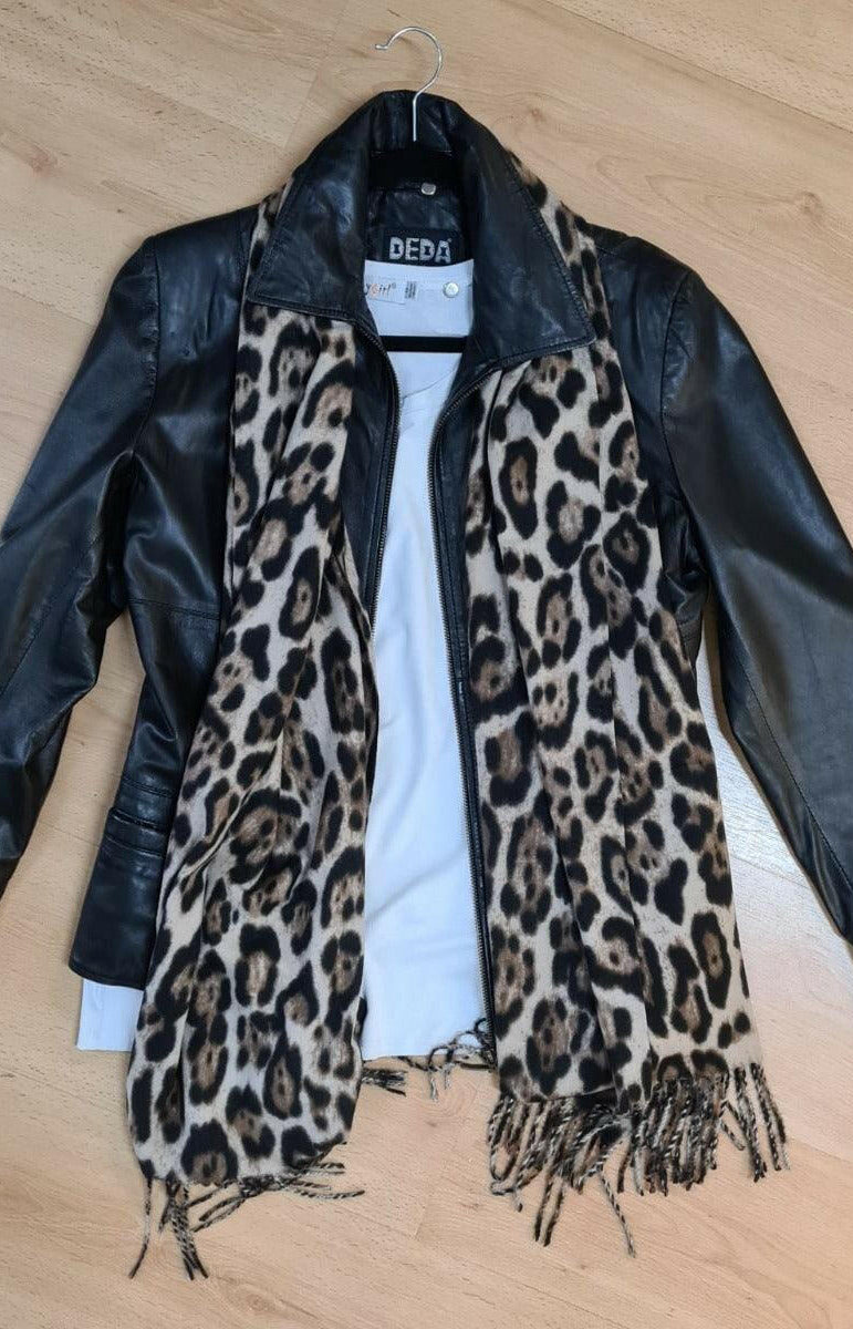 Leopard Print Shawl Wrap CASP61 Zura Cashmere Cotton.