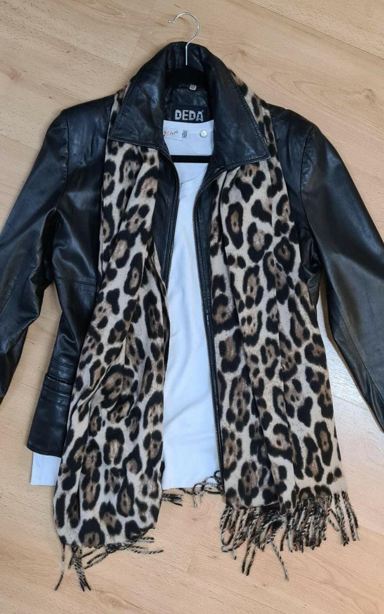 Leopard Print Shawl Wrap CASP61 Zura Cashmere Cotton.