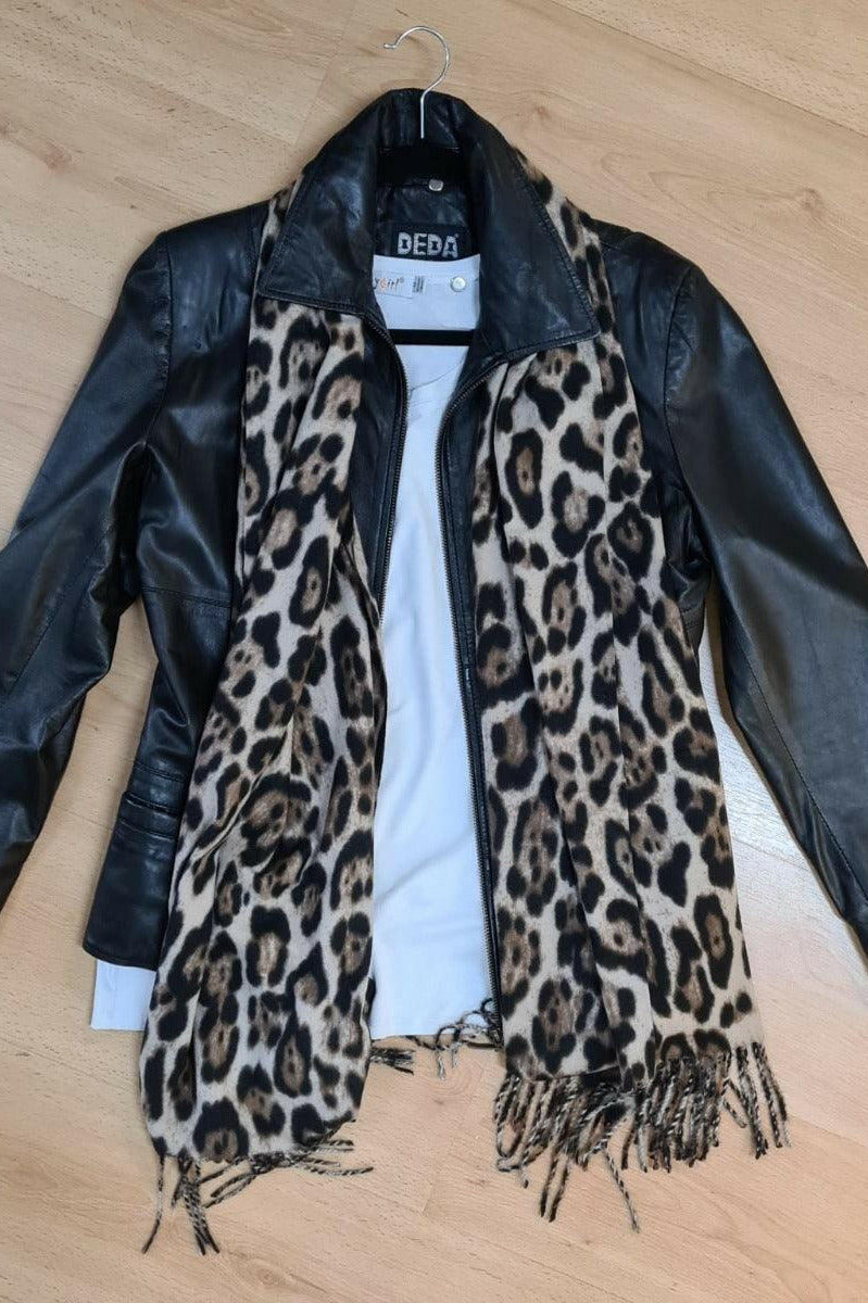 Leopard Print Shawl Wrap CASP61 Zura Cashmere Cotton.