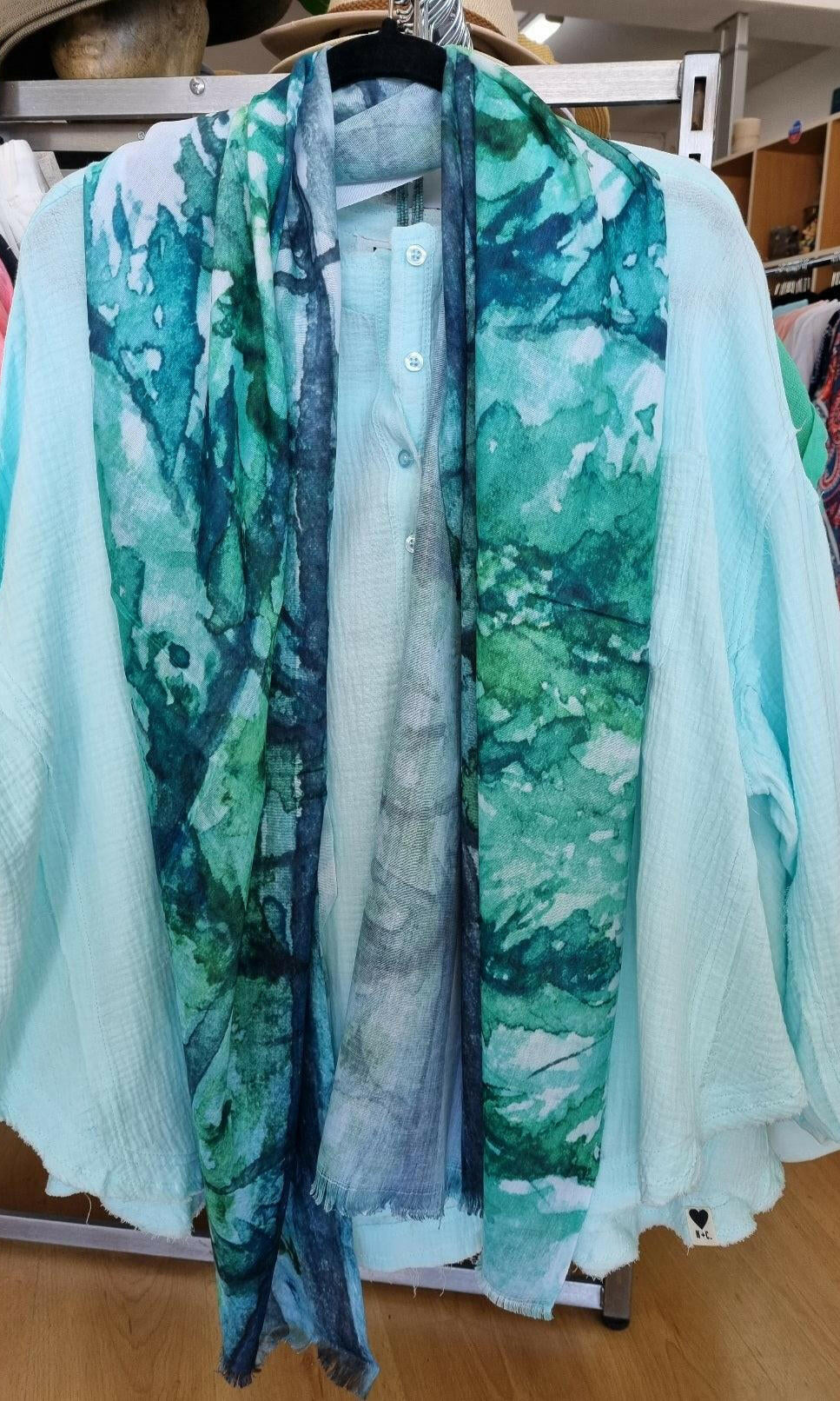 Australian Aqua Watercolour 100% Cotton Scarf.