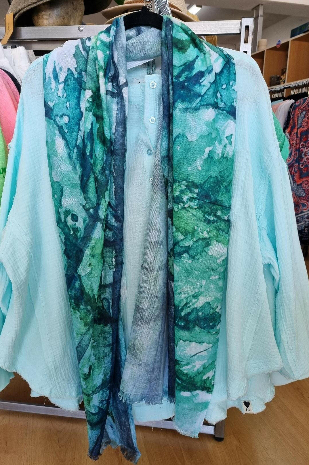 Australian Aqua Watercolour 100% Cotton Scarf.