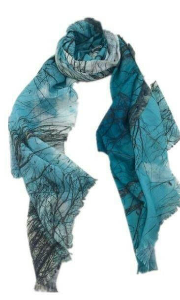 Australian Aqua Watercolour 100% Cotton Scarf.