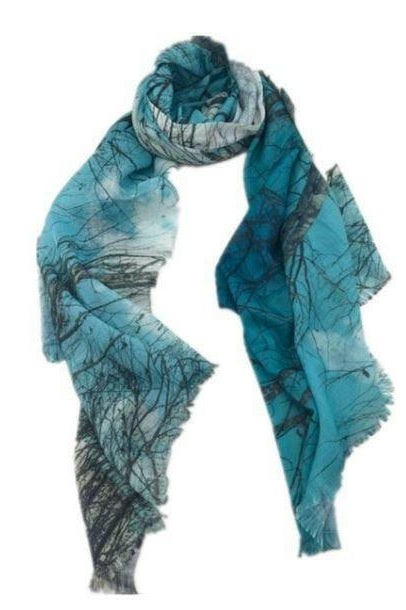 Australian Aqua Watercolour 100% Cotton Scarf.